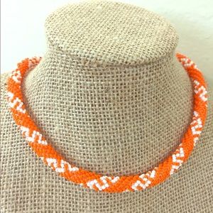 Handmade seed bead crochet rope 2 in 1 necklace